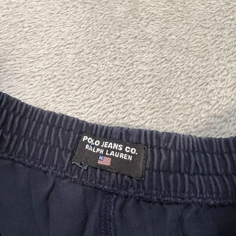 Vintage Polo Jeans Co Track Pants Mens Medium Navy Snap Stripe 90s